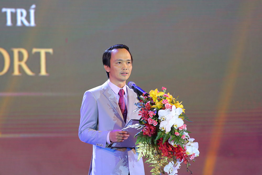Ông Trịnh Văn Quyết, Chủ tịch Hội đồng Quản trị Tập đoàn FLC phát biểu tại lễ khai trương FLC Vĩnh Thịnh Resort
